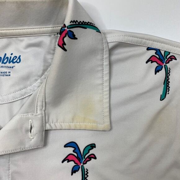 Chubbies Polo Shirt Mens M Medium Off White Palm Tree AOP Performance Golf *READ - Picture 5 of 13